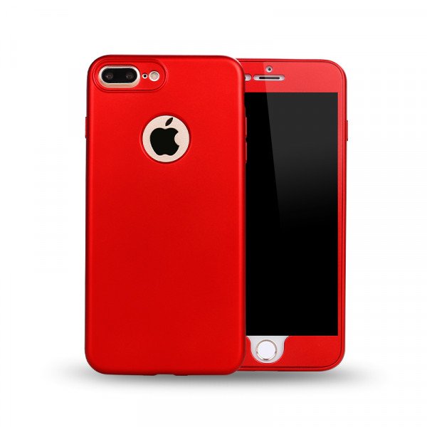 Wholesale iPhone 7 Plus TPU Full Cover Hybrid Case (Red)